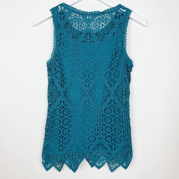 Simply Styled Womens Teal Blue Crochet Lace  Sleeveless Top Size XS - Picture 6 of 13